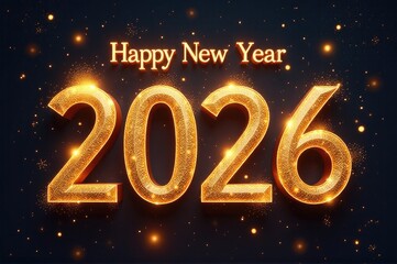 Golden confetti and sparkles fill the air for a happy new year celebration..New Year 2026.