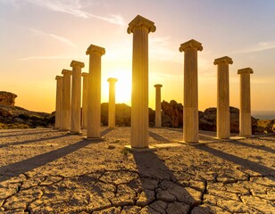 Cracked marble desert pillars
