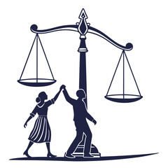 silhouette Justice and equality line icon on white background