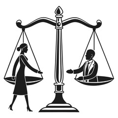 silhouette Justice and equality line icon on white background