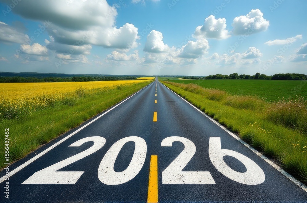 Poster a long stretch of highway with the number 205 painted on the asphalt, suitable for use as a backgrou