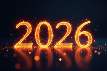 A numeric sequence lit up in a dark environment, ideal for scenes where time is important or mysterious events unfold..New Year 2026.