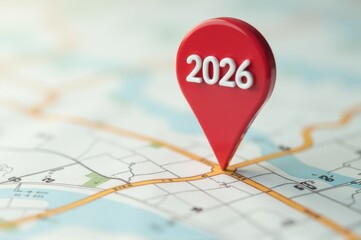 A map featuring a red marker highlighting the year 2020, suitable for historical or educational purposes..New Year 2026.
