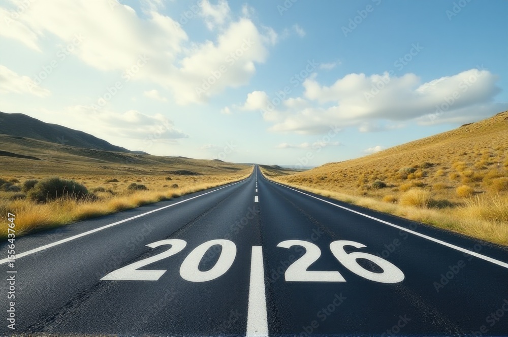Poster a long empty road with the number 20 painted on it, suitable for use in various contexts such as arc
