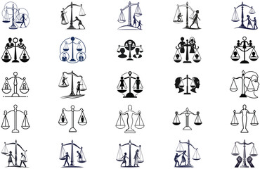 silhouette Justice and equality line icon on white background