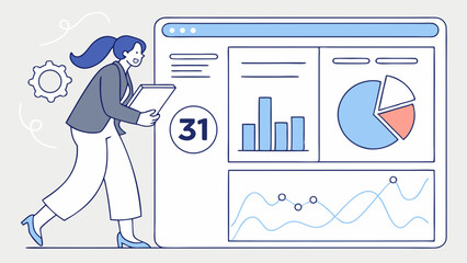 Digital data analytics dashboard with graphs | premium modern vector for business and education without text