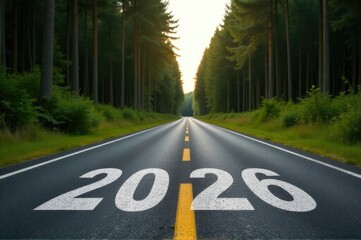 A empty road with numerical markings indicating a section of road numbered from 20 to 20..New Year 2026.