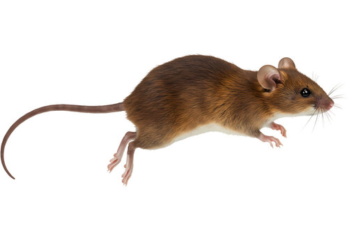 Brown Mouse: Detailed Close-up Photograph of a House Mouse on White Background