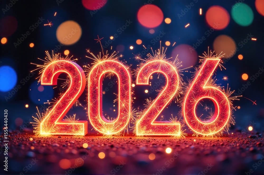 Poster a creative display of sparklers arranged to resemble numbers, perfect for adding a touch of magic to