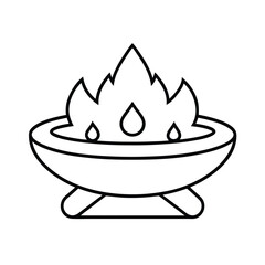 Outdoor fire pit with stone border and wood logs Vector illustration