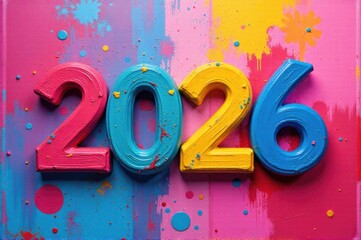 A colorful sign with the year 2016 painted on it..New Year 2026.