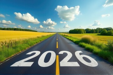 Year 2020 marked on a road, great for calendars, time capsules or history related projects..New Year 2026.