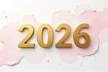 A bright and colorful background featuring pink and gold hues, ideal for designs related to 2026 or modern celebrations..New Year 2026.