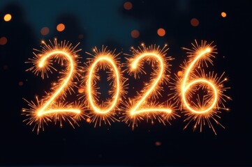 A pair of sparklers shaped like numbers for a unique display..New Year 2026.