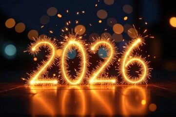 Sparkler display forming numbers..New Year 2026.