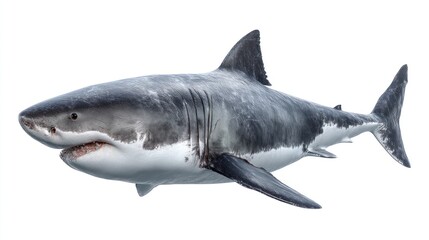 Fototapeta premium Isolated shark side view with realistic texture and high resolution detail