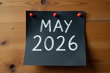 A calendar page with the words 'May 202' written on it..New Year 2026.