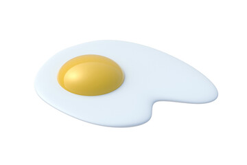 One fried egg isolated on white background. 3d render