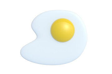 Fried egg isolated on white background. Top view. 3d render