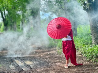young woman with umbrella