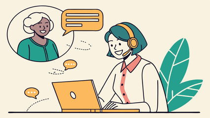 Customer service support with headset  chat b | premium modern vector for business and education without text