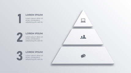 Grain White 3 Step Business Funnel Infographic &ndash; Pyramid Warning Concept 