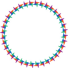 Obraz premium Vibrant colorful pinwheel border design on white background