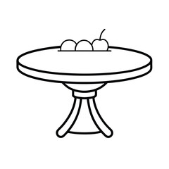 Round dining table with fruit bowl centerpiece Vector illustration