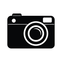 Camera Icon, Simple Black and White Minimalist Photography Symbol, Clean Lines, Modern Silhouette for App, Website, or Media Use