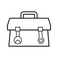 Toolbox holding wrench and tape measure in line art Vector illustration