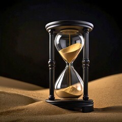 hourglass on black