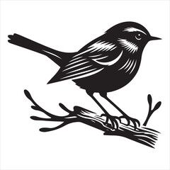 Obraz premium Side view of a perched bird vector silhouette on a branch, black colour vactor 