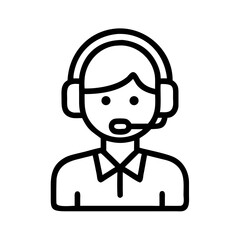 Smiling call center operator with headset cartoon vector illustration