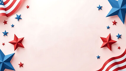 Obraz premium 4th of July Independence Day Text Banner for copy space text with USA Flag and Stars in Creative Styles