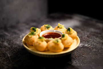 Panipuri, famous street food in India.