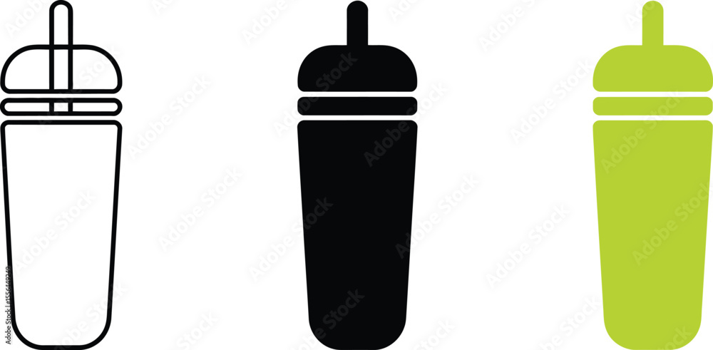 Poster vector reusable cup icon set illustration for drink container design and graphic resources elements 