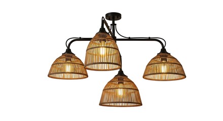 Hanging Ceiling Light with Rattan Shade Design