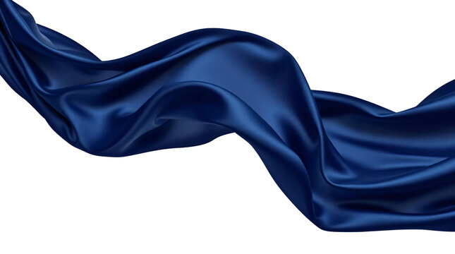Dark blue silk cloth flying isolated on transparent background
