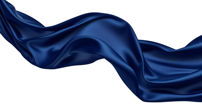 Dark blue silk cloth flying isolated on transparent background
