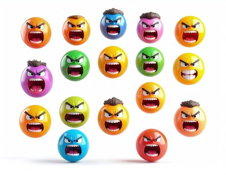 Angry emoji spheres