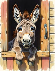 donkey on a fence