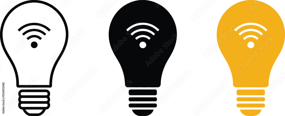 Poster smart light bulb icon set vector illustration for iot and home automation technology concept design 