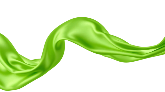Green silk cloth flying isolated on transparent background
