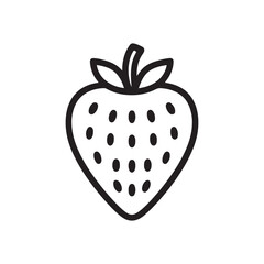 Black and White Strawberry Outline Vector Illustration