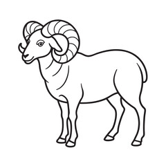 line art of single ram livestock crop farming 