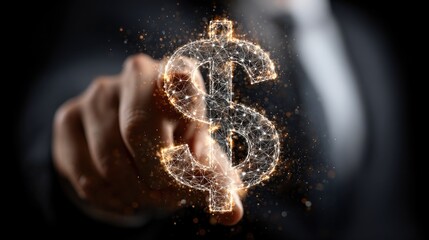 Digital Dollar Symbol in Futuristic Financial Interface