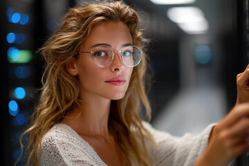 Female IT Technician in Server Room