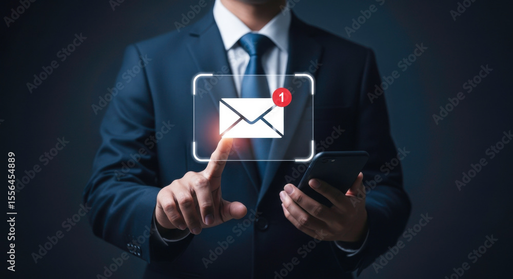 Poster email marketing digital communication business technology notification inbox message online concept 