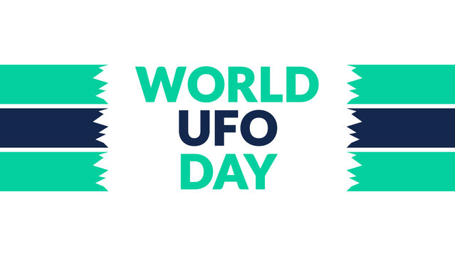 World UFO Day text with side lines on a White background. Which is observed every year in July to celebrate World UFO Day.