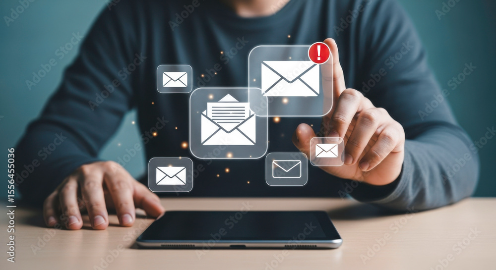Poster email marketing strategy email notification digital communication online messaging business inbox co